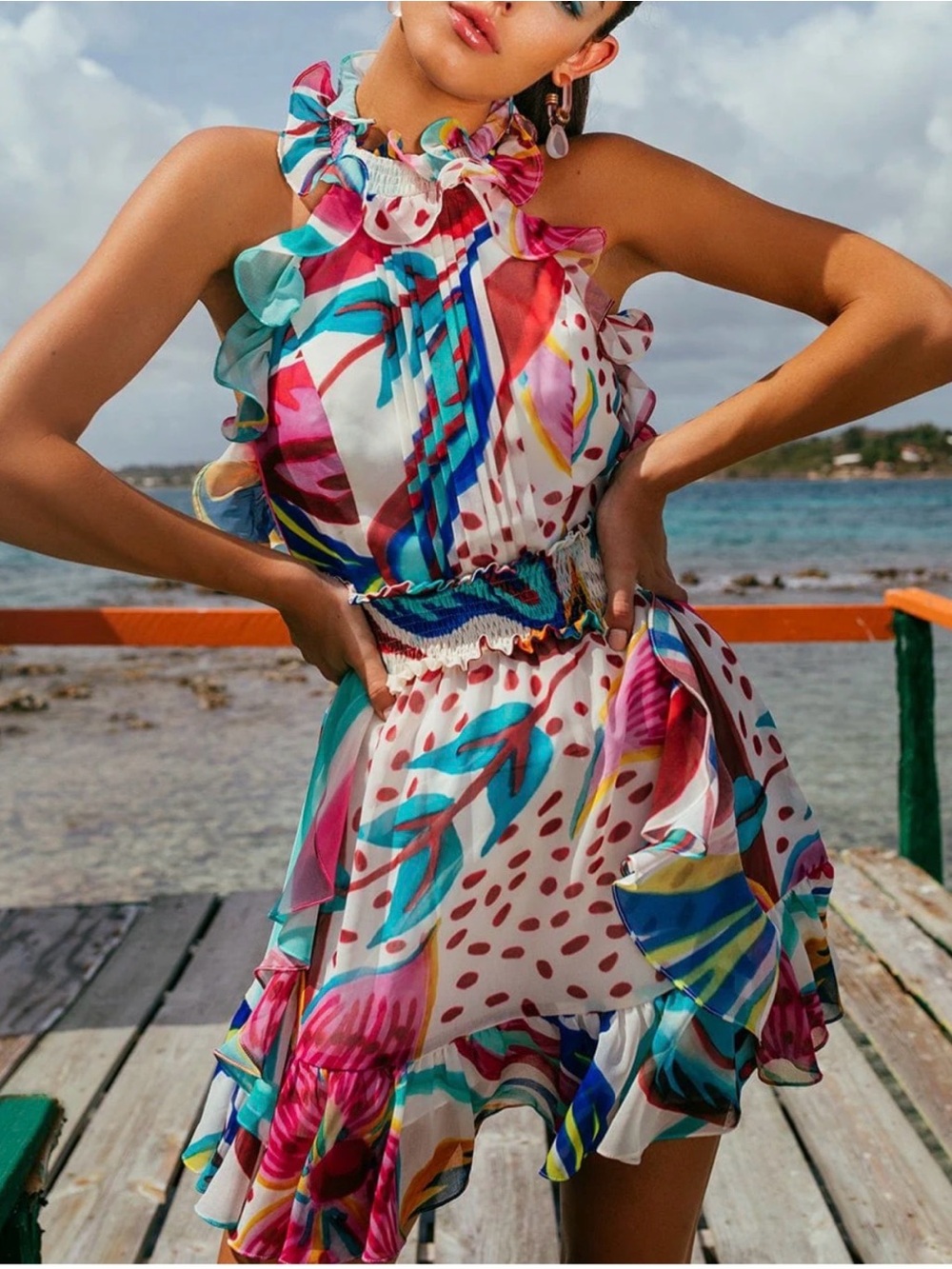 Patbo FLORA HALTER NECK MINI DRESS